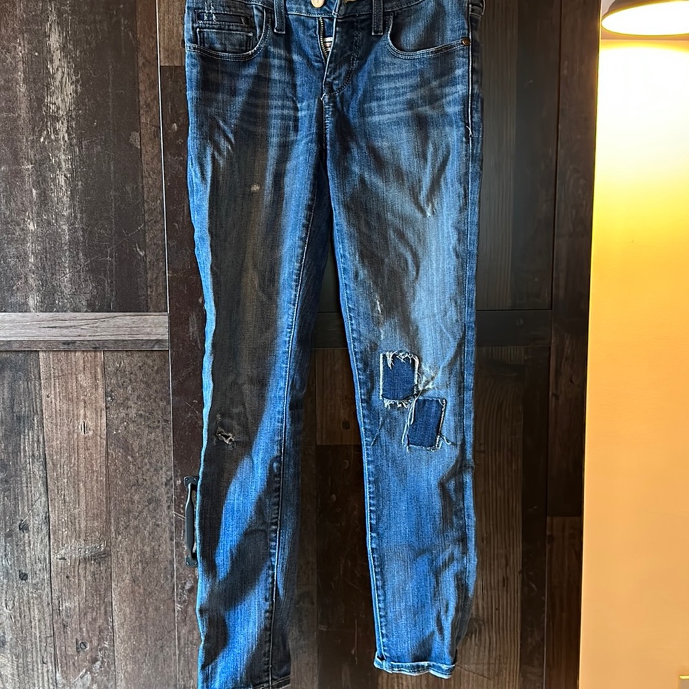 Pilcro skinny patch distressed jeans
